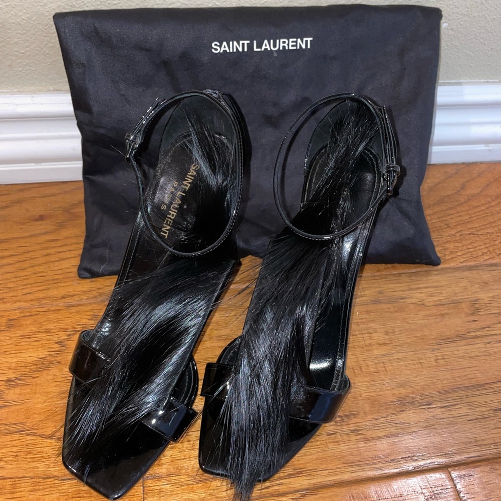 Yves Saint Laurent heels. Decent condition, normal wear and tear.